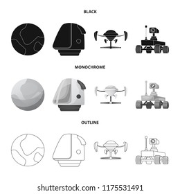 Vector illustration of mars and space symbol. Set of mars and planet vector icon for stock.