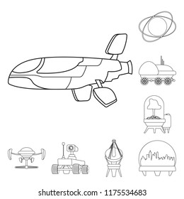 Vector illustration of mars and space symbol. Collection of mars and planet stock vector illustration.
