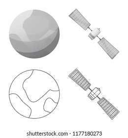 Vector illustration of mars and space symbol. Set of mars and planet vector icon for stock.