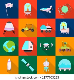 Vector illustration of mars and space symbol. Set of mars and planet stock vector illustration.
