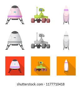 Vector illustration of mars and space symbol. Collection of mars and planet vector icon for stock.