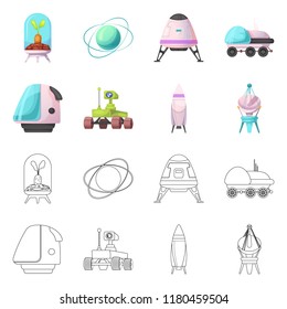 Vector illustration of mars and space symbol. Collection of mars and planet stock symbol for web.