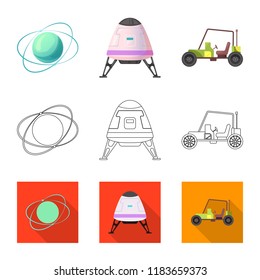 Vector illustration of mars and space symbol. Collection of mars and planet stock vector illustration.
