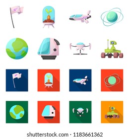 Vector illustration of mars and space symbol. Set of mars and planet vector icon for stock.