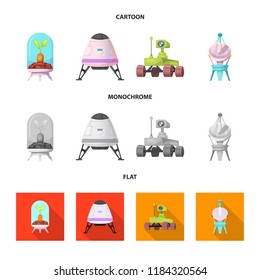 Vector illustration of mars and space symbol. Collection of mars and planet stock symbol for web.