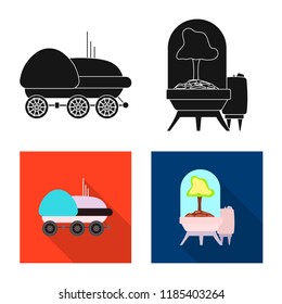Vector illustration of mars and space symbol. Set of mars and planet vector icon for stock.