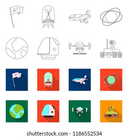 Vector illustration of mars and space symbol. Collection of mars and planet stock symbol for web.