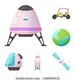 Vector illustration of mars and space symbol. Collection of mars and planet stock vector illustration.