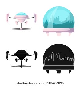 Vector illustration of mars and space symbol. Set of mars and planet stock symbol for web.