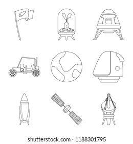 Vector illustration of mars and space symbol. Set of mars and planet stock vector illustration.