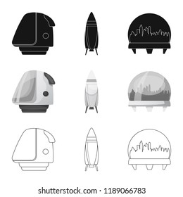 Vector illustration of mars and space symbol. Collection of mars and planet vector icon for stock.