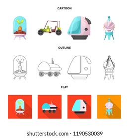 Vector illustration of mars and space symbol. Set of mars and planet vector icon for stock.