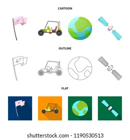 Vector illustration of mars and space symbol. Set of mars and planet stock vector illustration.