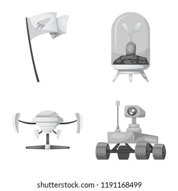 Vector illustration of mars and space symbol. Set of mars and planet stock vector illustration.