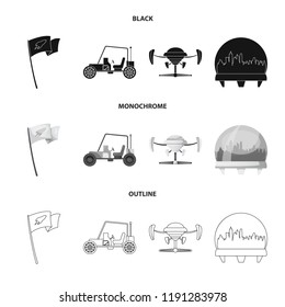Vector illustration of mars and space symbol. Collection of mars and planet vector icon for stock.