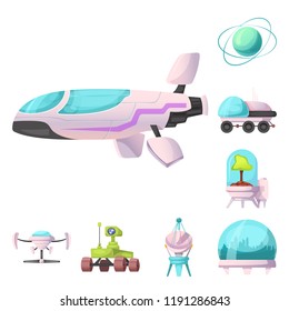 Vector illustration of mars and space symbol. Collection of mars and planet vector icon for stock.