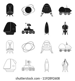 Vector illustration of mars and space symbol. Set of mars and planet vector icon for stock.