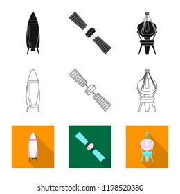 Vector illustration of mars and space symbol. Set of mars and planet vector icon for stock.