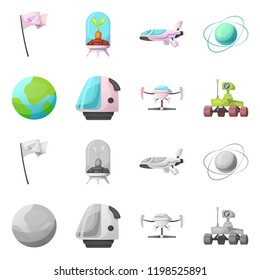 Vector illustration of mars and space symbol. Set of mars and planet stock vector illustration.