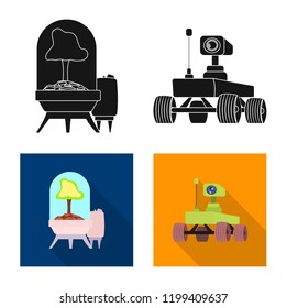 Vector illustration of mars and space symbol. Set of mars and planet stock symbol for web.