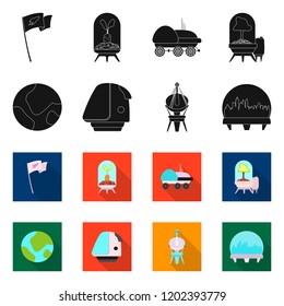 Vector illustration of mars and space symbol. Collection of mars and planet vector icon for stock.