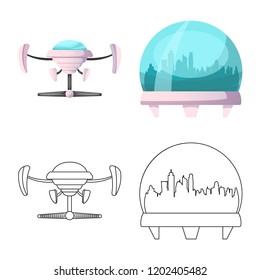 Vector illustration of mars and space symbol. Set of mars and planet stock vector illustration.