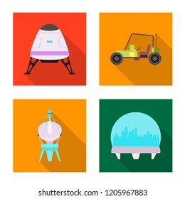 Vector illustration of mars and space symbol. Set of mars and planet stock symbol for web.