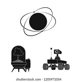 Vector illustration of mars and space symbol. Set of mars and planet stock vector illustration.