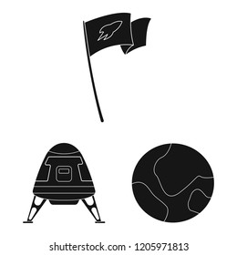 Vector illustration of mars and space symbol. Collection of mars and planet vector icon for stock.