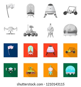 Vector illustration of mars and space symbol. Collection of mars and planet stock vector illustration.
