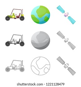 Vector illustration of mars and space symbol. Collection of mars and planet stock symbol for web.