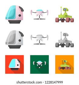Vector illustration of mars and space symbol. Collection of mars and planet stock symbol for web.