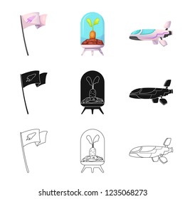 Vector illustration of mars and space symbol. Collection of mars and planet stock vector illustration.