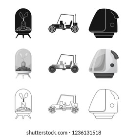 Vector illustration of mars and space symbol. Set of mars and planet stock symbol for web.