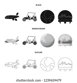 Vector illustration of mars and space symbol. Set of mars and planet stock symbol for web.