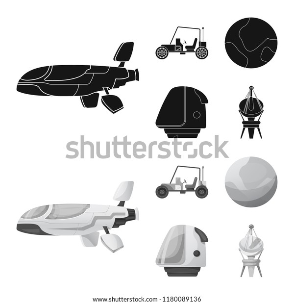 Vector illustration of mars and\
space symbol. Set of mars and planet vector icon for\
stock.
