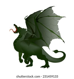 vector illustration marsh green dragon with torn wings