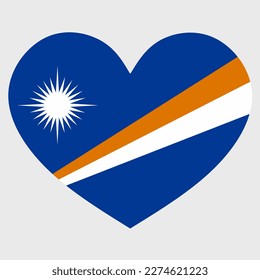 Vector illustration of the Marshall Islands flag with a heart shaped isolated on plain background.