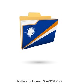 Vector illustration of Marshall Islands flag isolated in file folder on white background.