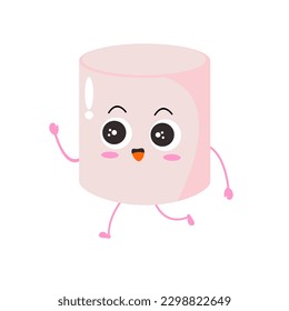 Vector illustration of marshmallow character with curious cute expression, cool, funny, marshmallow isolated on white background, simple minimal style, for mascot collection, emoticon. friendly, smile