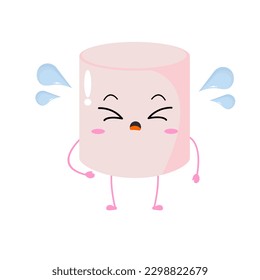 Vector illustration of marshmallow character with curious cute expression, cool, funny, marshmallow isolated on white background, simple minimal style, for mascot collection, emoticon. sad, cry