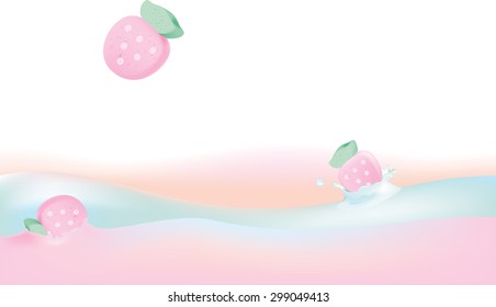 Vector illustration of  Marshmallow falling in cream