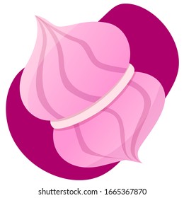 Vector illustration of marshmallow on a purple background. Sweet element of design