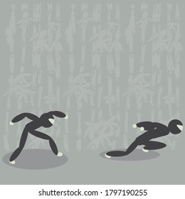 vector illustration of a martial artist running to catch fleeing enemies