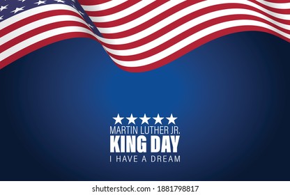 Vector illustration Martin Luther King Day greeting card - American flag abstract background