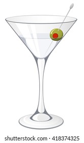 Vector Illustration Martini Olive Garnish Stock Vector (Royalty Free ...