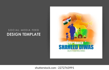 Vector illustration of Martyrs' Day social media story feed mockup template written in Hindi text means  Martyrs' Day