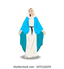 Vector illustration of Mary statue upright