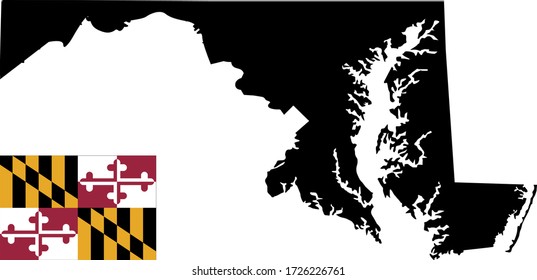 vector illustration of Maryland map with flag