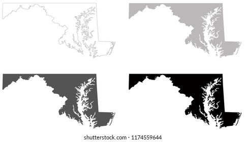 vector illustration of Maryland maps